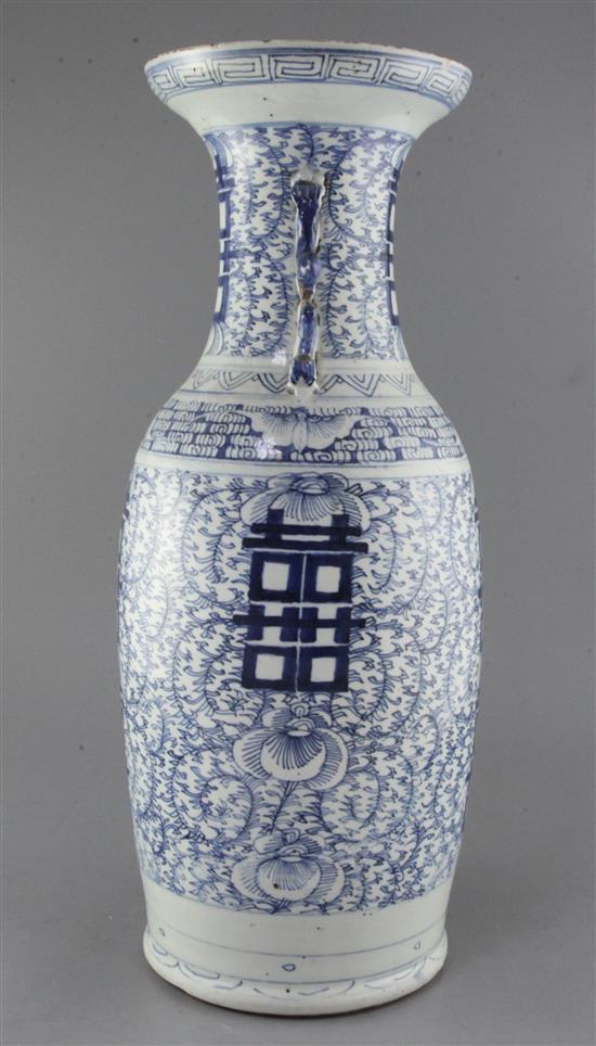 A large Chinese blue and white vase, 19th century, height 57.5cm